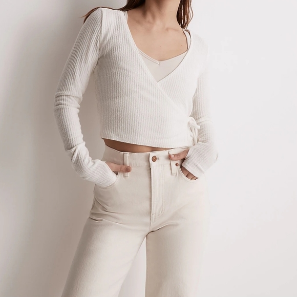 Madewell Tops - Madewell MWL Ribbed V-Neck Wrap Top Women's Size S